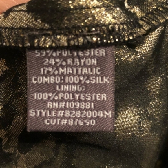 Donna Ricco Black Gold Sleeveless Dress A Line Empire Metallic Women's Size 8 - Picture 11 of 12